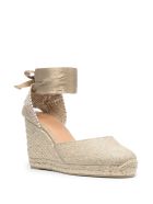 Castañer Beige Linen Espadrilles With Golden Laces Castañer Beige Linen Espadrilles With Golden Laces - Metallic