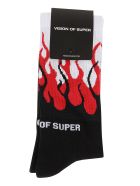 Vision of Super Black Socks Red Flames Vision of Super Black Socks Red Flames - Black
