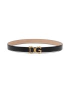 Dolce & Gabbana Leather Belt With Dg Buckle Dolce & Gabbana Leather Belt With Dg Buckle - Black