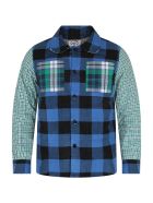 Natasha Zinko Multicolor Checked For Boy Shirt With White Logo Natasha Zinko Multicolor Checked For Boy Shirt With White Logo - Blue