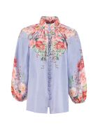 Zimmermann Bellitude Printed Ramie Blouse Zimmermann Bellitude Printed Ramie Blouse - Blue