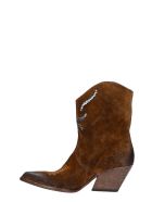 Elena Iachi Texan Ankle Boots In Leather Color Suede Elena Iachi Texan Ankle Boots In Leather Color Suede - leather color