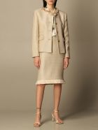 Boutique Moschino Blazer Moschino Boutique Crewneck Jacket In Mat Boutique Moschino Blazer Moschino Boutique Crewneck Jacket In Mat - Beige