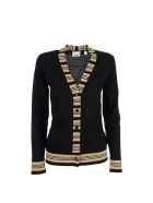 Burberry Cauca - Icon Stripe Detail Merino Wool Cardigan Burberry Cauca - Icon Stripe Detail Merino Wool Cardigan - Black