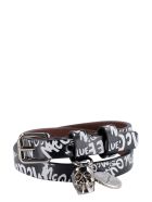 Alexander McQueen Leather Bracelet With Medallion And Skull Alexander McQueen Leather Bracelet With Medallion And Skull - black