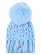 MONCLER KNITTED WOOL HAT WITH FOX FUR POM-POM,11132020