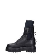 Combat Boots In Black Leather Le Silla Combat Boots In Black Leather - BLACK