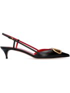 Valentino Valentino Garavani - Vlogo Leather Pointy-toe Slingback Valentino Valentino Garavani - Vlogo Leather Pointy-toe Slingback - black