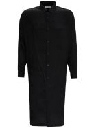 Saint Laurent Long Boxy Shirt In Silk Jungle Jacquard Saint Laurent Long Boxy Shirt In Silk Jungle Jacquard - Black