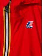 K-Way Red Contrast Zip Up Jacket K-Way Red Contrast Zip Up Jacket - Rosso