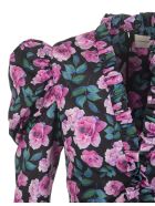 Floral Black Short Dress With Ruches Giuseppe di Morabito Floral Black Short Dress With Ruches - Flora midnight