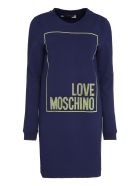 Love Moschino Logo Print Cotton Sweatdress Love Moschino Logo Print Cotton Sweatdress - blue