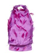 Feathers Satin Top The Attico Feathers Satin Top - Magenta
