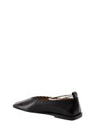 Jil Sander Leather Stitch Ballerina Pumps With Silver Bangle Jil Sander Leather Stitch Ballerina Pumps With Silver Bangle - Black