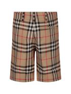 Burberry Beige Boy Short With Iconic Vintage Check Burberry Beige Boy Short With Iconic Vintage Check - Beige