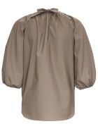 Brunello Cucinelli Cotton Blouse With Puff Sleeves Brunello Cucinelli Cotton Blouse With Puff Sleeves - GREY