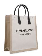 Saint Laurent Rive Gauche Canvas Tote Bag Saint Laurent Rive Gauche Canvas Tote Bag - Beige