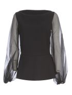 La Petit Robe Di Chiara Boni Top Voille Sleeve La Petit Robe Di Chiara Boni Top Voille Sleeve - Black