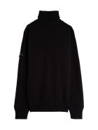 Stone Island Junior Turtleneck Sweater In Cotton Blend With Logo Patch Stone Island Junior Turtleneck Sweater In Cotton Blend With Logo Patch - Black