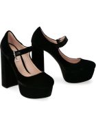 Miu Miu Velvet Mary-jane Pumps Miu Miu Velvet Mary-jane Pumps - black