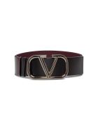 Valentino Garavani Vlogo High Reversible Leather Belt With Buckle Valentino Garavani Vlogo High Reversible Leather Belt With Buckle - Black