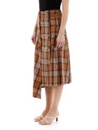 A.W.A.K.E. Mode Checkered Panel Skirt A.W.A.K.E. Mode Checkered Panel Skirt - BROWN BEIGE WHITE CHECK (Brown)