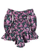 Black Floral Short Dress With Off Shoulders Giuseppe di Morabito Black Floral Short Dress With Off Shoulders - Flora midnight
