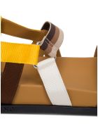 Fendi Ff Leather And Fabric Sandals Fendi Ff Leather And Fabric Sandals - Brown
