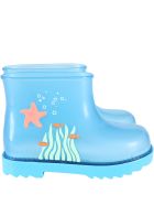 Melissa Light Blue Boots For Kids With Starfish Melissa Light Blue Boots For Kids With Starfish - Transparent