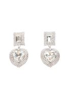Alessandra Rich Crystal Heart With Square Clip Earrings Alessandra Rich Crystal Heart With Square Clip Earrings - CRYSTAL SILVER (Silver)