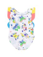 Stella McCartney Kids White Swimsuit With Multicolor Print Stella McCartney Kids White Swimsuit With Multicolor Print - Unica