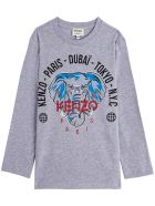 Kenzo Kids Jersey T-shirt With Print Kenzo Kids Jersey T-shirt With Print - Grey
