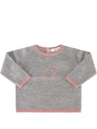 Grey Sweater For Babygirl With Cherries Bonpoint Grey Sweater For Babygirl With Cherries - Grigio