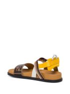 Fendi Ff Leather And Fabric Sandals Fendi Ff Leather And Fabric Sandals - Brown