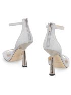 Jimmy Choo Reon 100 Glitter Ankle-strap Sandals Jimmy Choo Reon 100 Glitter Ankle-strap Sandals - silver