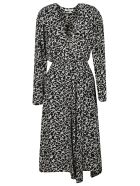 Isabel Marant V-neck Printed Long Dress Isabel Marant V-neck Printed Long Dress - Black