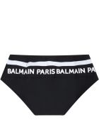 Balmain Black Swim Briefs For Boy With Logos Balmain Black Swim Briefs For Boy With Logos - Nero