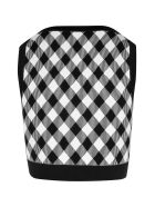 Balmain Cropped Zipped Gingham Jacquard Top Balmain Cropped Zipped Gingham Jacquard Top - Eab Noir Blanc