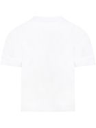 Balenciaga White T-shirt For Kids With Logos Balenciaga White T-shirt For Kids With Logos - White