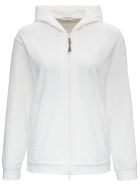 Brunello Cucinelli White Jersey Hoodie With Monile Zip Closure Brunello Cucinelli White Jersey Hoodie With Monile Zip Closure - White