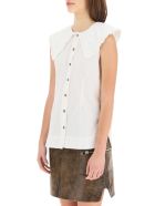 Ganni Sleeveless Shirt With Over Peter Pan Collar Ganni Sleeveless Shirt With Over Peter Pan Collar - Bianco
