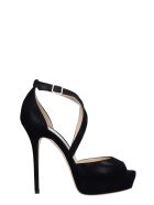 Jimmy Choo Jenique 125 Sandals In Black Suede Jimmy Choo Jenique 125 Sandals In Black Suede - black