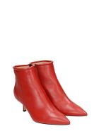 Fabio Rusconi Low Heels Ankle Boots In Red Leather Fabio Rusconi Low Heels Ankle Boots In Red Leather - red