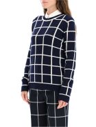 Gabriela Hearst Checkered Crew Neck Sweater Gabriela Hearst Checkered Crew Neck Sweater - NAVY IVORY WINDOWPANE (Blue)