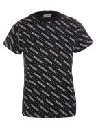 Regular Fit Black T-shirt With All-over Logo Woman Balenciaga Regular Fit Black T-shirt With All-over Logo Woman - Nero/bianco