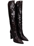 Kate Cate High Heels Boots In Brown Leather Kate Cate High Heels Boots In Brown Leather - brown