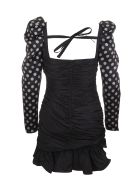 Black Short Dress With Polka Dot Sleeves Giuseppe di Morabito Black Short Dress With Polka Dot Sleeves - Pois