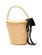 Sensi Studio Wicker Bucket Bag With Bow Sensi Studio Wicker Bucket Bag With Bow - BEIGE (Beige)