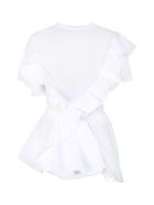 Asymmetric Ruffle Detail T-shirt Alexander McQueen Asymmetric Ruffle Detail T-shirt - Optical white