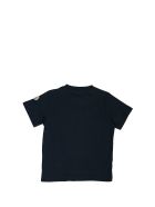 Moncler Cotton T-shirt With Logo Blue Moncler Cotton T-shirt With Logo Blue - Blue
